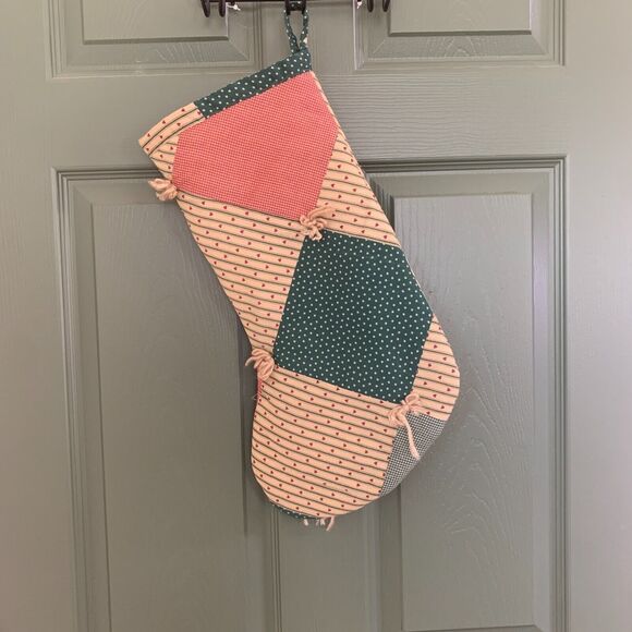 Handmade Repurposed Tree Skirt Christmas Stocking Granny Core Squares 17 Inch - Picture 5 of 7